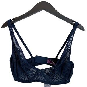 NWT Adore Me Navy Bra 36DD Lace Sheer